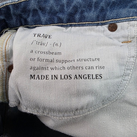 Trave Colette Jeans Womens 31 Blue Denim Kick Flare Cropped Frayed Hem - Picture 7 of 9